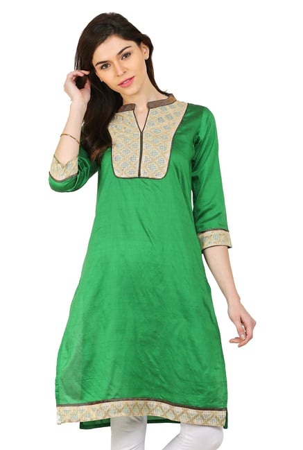 Aaboli Green Printed Straight Kurta Aaboli Green Printed Straight Kurta