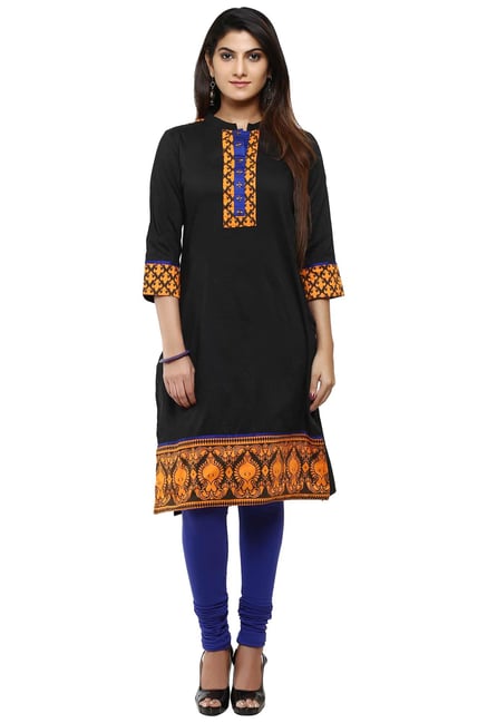 Aaboli Black Printed Straight Kurta Aaboli Black Printed Straight Kurta