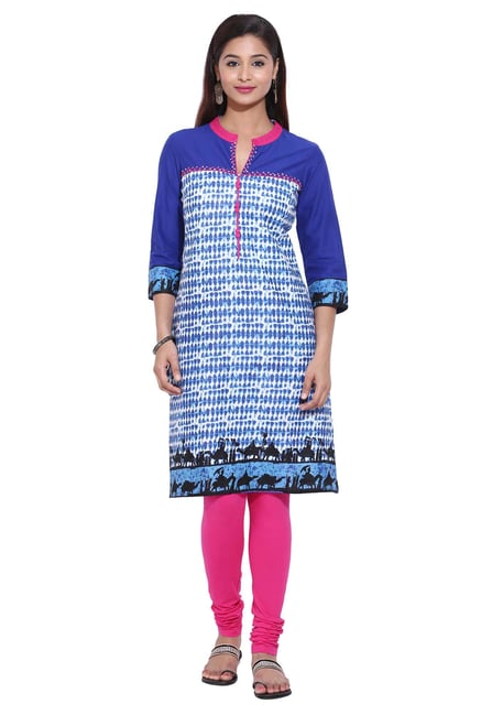 Aaboli Indigo Printed Cotton Straight Kurta Aaboli Indigo Printed Cotton Straight Kurta