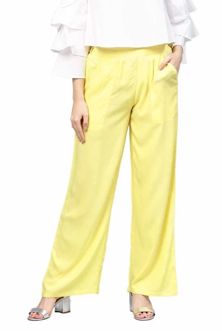 Jaipur Kurti Yellow Rayon Palazzo Jaipur Kurti Yellow Rayon Palazzo