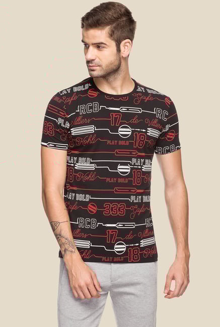 Status Quo Black Slim Fit Printed T-Shirt Status Quo Black Slim Fit Printed T-Shirt