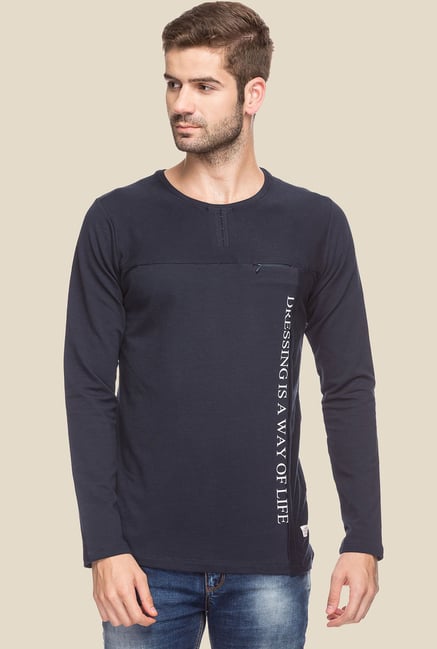 Status Quo Navy Regular Fit Cotton T-Shirt Status Quo Navy Regular Fit Cotton T-Shirt
