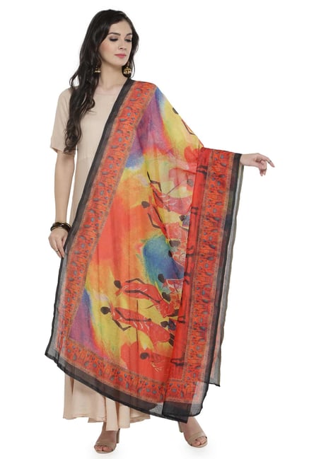 Varanga Multicolor Printed Silk Blend Chanderi Dupatta Varanga Multicolor Printed Silk Blend Chanderi Dupatta