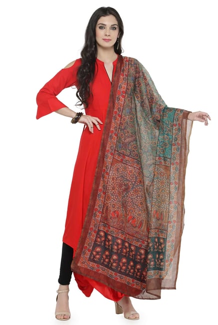 Varanga Multicolor Printed Silk Blend Chanderi Dupatta Varanga Multicolor Printed Silk Blend Chanderi Dupatta