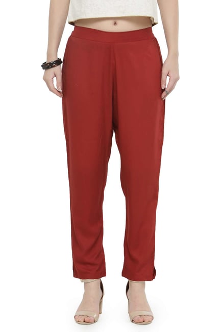 Varanga Rust Regular Fit Cigarette Pants Varanga Rust Regular Fit Cigarette Pants