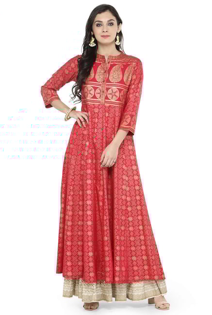 Varanga Fuchsia Printed Viscose Rayon Kurta Varanga Fuchsia Printed Viscose Rayon Kurta