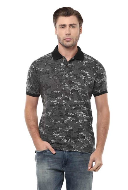 Peter England Grey Printed Polo T-Shirt Peter England Grey Printed Polo T-Shirt