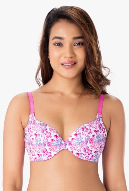 PrettySecrets White & Pink Under Wired Padded T-Shirt Bra PrettySecrets White & Pink Under Wired Padded T-Shirt Bra