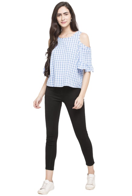 Globus White Checks Top Globus White Checks Top