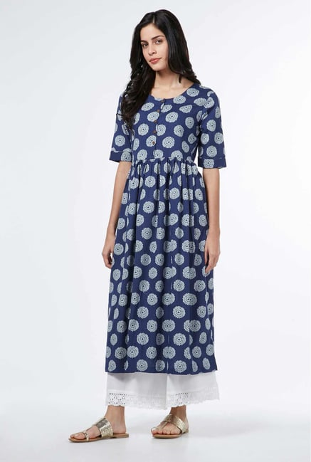 Utsa by Westside Indigo Fit-and-Flare Kurta Utsa by Westside Indigo Fit-and-Flare Kurta
