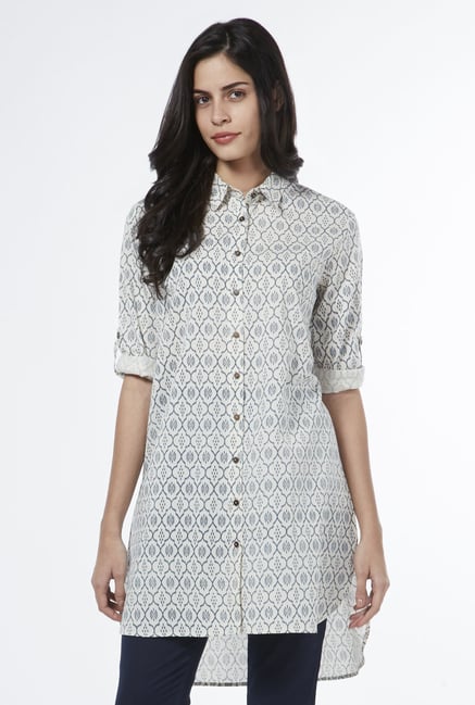 Utsa by Westside Off White Ikat Kurta Utsa by Westside Off White Ikat Kurta