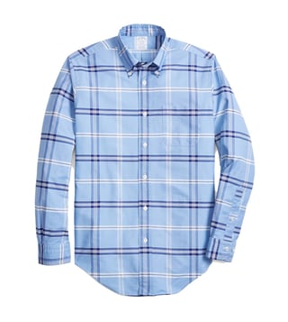 Brooks Brothers Light Blue Oxford Windowpane Regent Fit Sport Shirt Brooks Brothers Light Blue Oxford Windowpane Regent Fit Sport Shirt