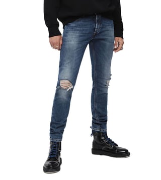 Diesel Tattered Blue Tepphar L.32 Pantaloni Carrot Jeans Diesel Tattered Blue Tepphar L.32 Pantaloni Carrot Jeans