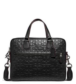 Coach Black Hudson 5 In Signature Leather Briefcase Coach Black Hudson 5 In Signature Leather Briefcase