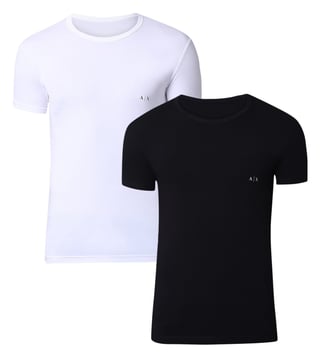 Armani Exchange Black & White Classic Crew Neck Logo T-Shirt - Pack Of 2 Armani Exchange Black & White Classic Crew Neck Logo T-Shirt - Pack Of 2
