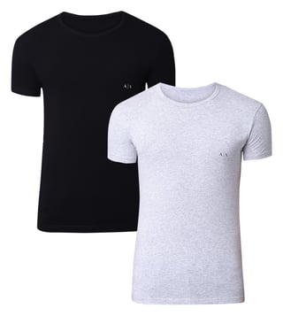 Armani Exchange Black & Grey Classic Crew Neck Logo T-Shirt - Pack Of 2 Armani Exchange Black & Grey Classic Crew Neck Logo T-Shirt - Pack Of 2