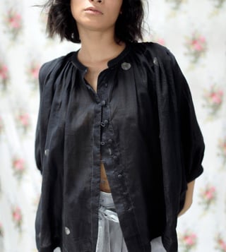 Itr by Khyati Pande Black Milkyway Peasant Blouse Itr by Khyati Pande Black Milkyway Peasant Blouse