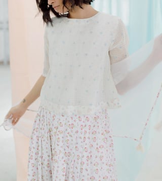 Itr by Khyati Pande White Freckled Crop Top Itr by Khyati Pande White Freckled Crop Top