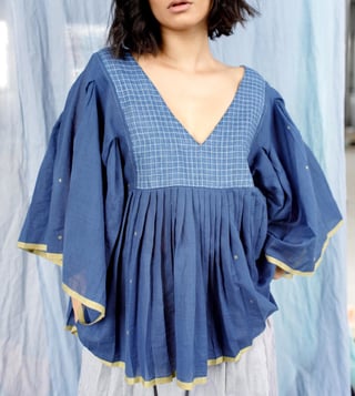 Itr by Khyati Pande Blue Peasant Top Itr by Khyati Pande Blue Peasant Top