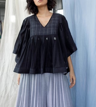 Itr by Khyati Pande Black Starry Night Peasant Top Itr by Khyati Pande Black Starry Night Peasant Top
