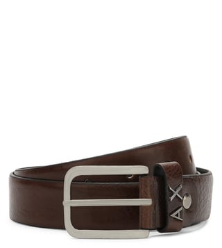 Armani Exchange Dark Brown Metal Logo Loop Belt Armani Exchange Dark Brown Metal Logo Loop Belt