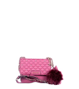 Steve Madden Beverc Berry Pink Textured Quilted Sling Bag Steve Madden Beverc Berry Pink Textured Quilted Sling Bag