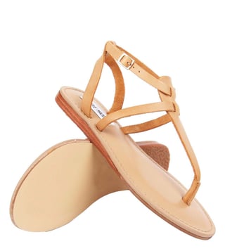 Steve Madden Cognac Upon Leather T-Strap Sandals Steve Madden Cognac Upon Leather T-Strap Sandals