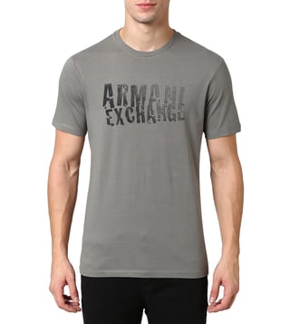 Armani Exchange Castor Gray Regular Fit Logo Crew T-Shirt Armani Exchange Castor Gray Regular Fit Logo Crew T-Shirt