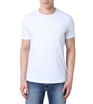 Armani Exchange White Slim Fit Logo Crew T-Shirt Armani Exchange White Slim Fit Logo Crew T-Shirt