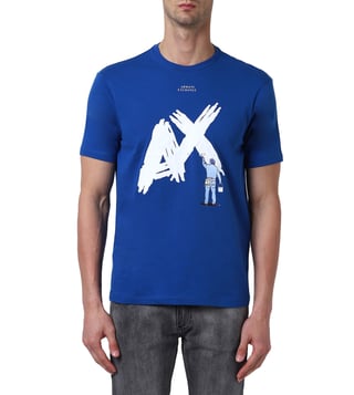 Armani Exchange True Blue Regular Fit Logo Crew T-Shirt Armani Exchange True Blue Regular Fit Logo Crew T-Shirt
