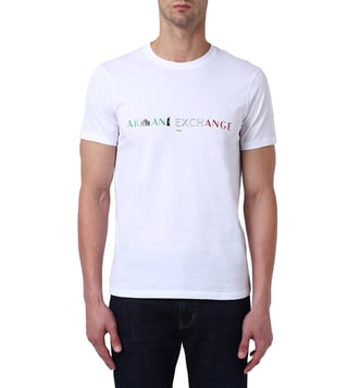 Armani Exchange White Milan Slim Fit Logo Crew T-Shirt Armani Exchange White Milan Slim Fit Logo Crew T-Shirt