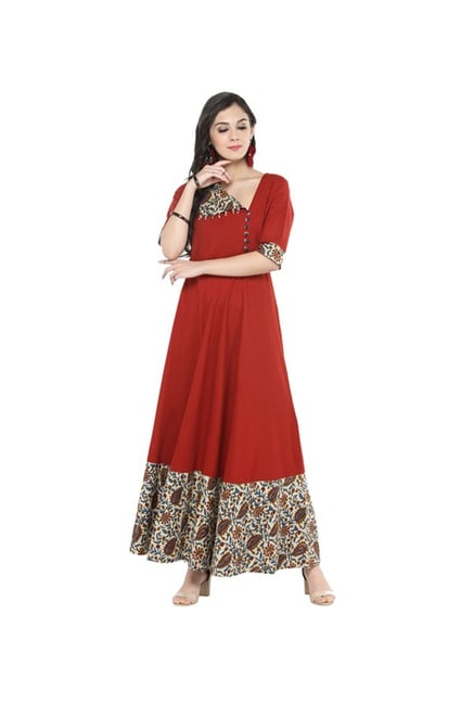 Varanga Rust Printed Dress Varanga Rust Printed Dress