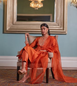 Okhai Festive Orange Diwali The Fire Goddess Kurta Okhai Festive Orange Diwali The Fire Goddess Kurta