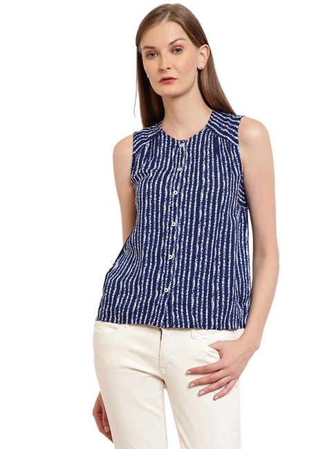 Pepe Jeans Blue & White Striped Shirt Price in India