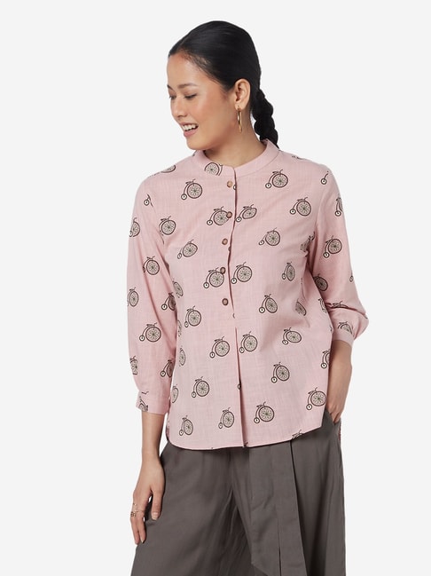 Bombay Paisley by Westside Pink Cycle Print High-Low Shirt Price in India