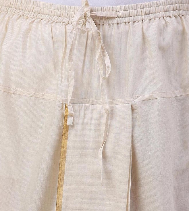 Buy Fabindia Off White Cotton Silk Blend Striped Dhoti Pants Online