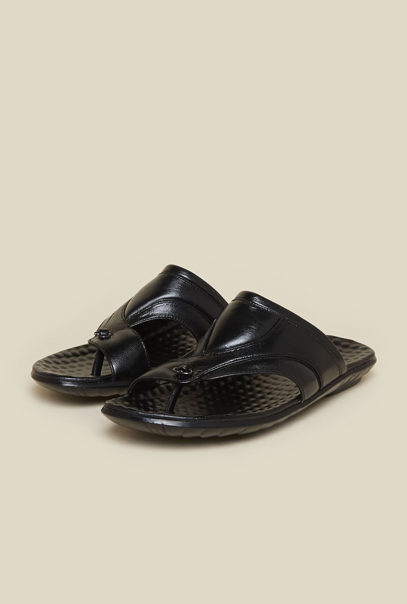 Buy Mochi Men's Black Leather Sandals Online at Best Prices | Tata CLiQ