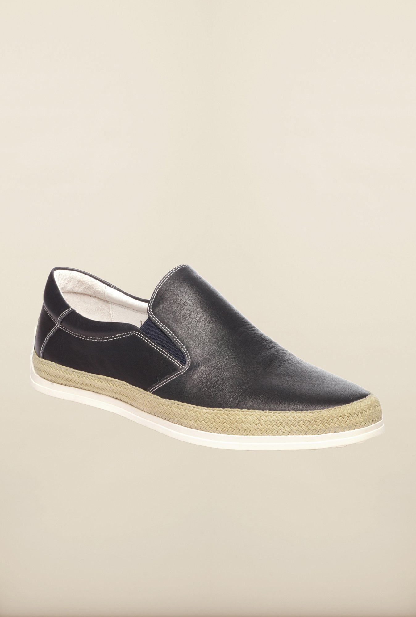 black leather plimsolls