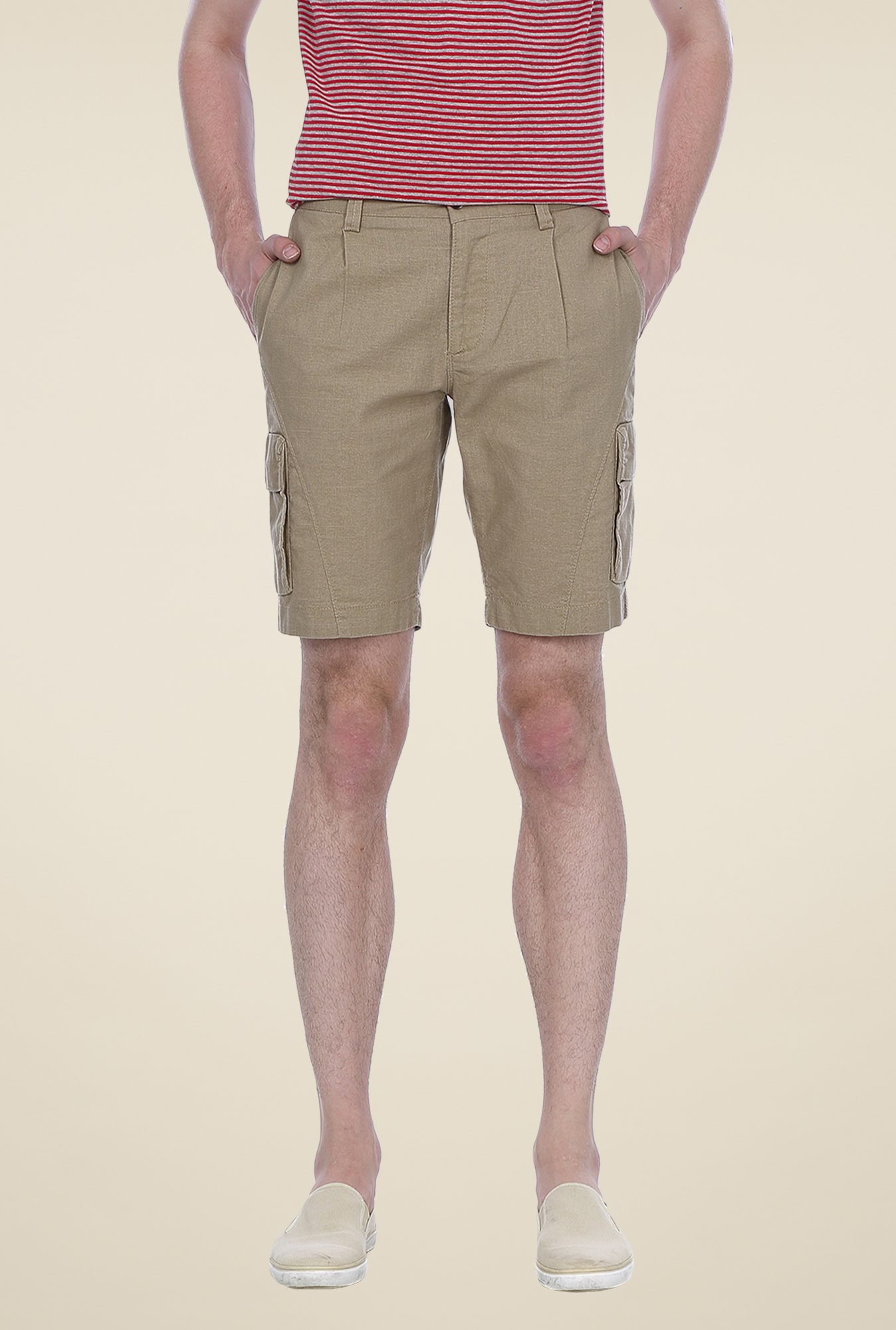 Buy Basics Beige Solid Shorts For Men Online At Tata CLiQ