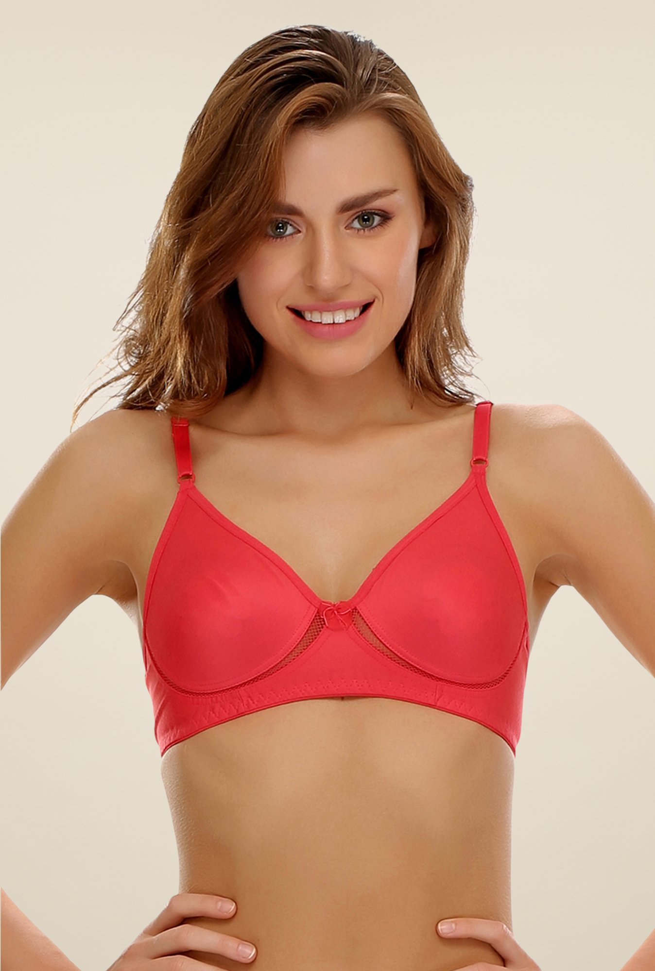 Cotton Rich Non Padded Wirefree T-shirt Bra In Red, Bras :: All Bras Online  Lingerie Shopping: Clovia