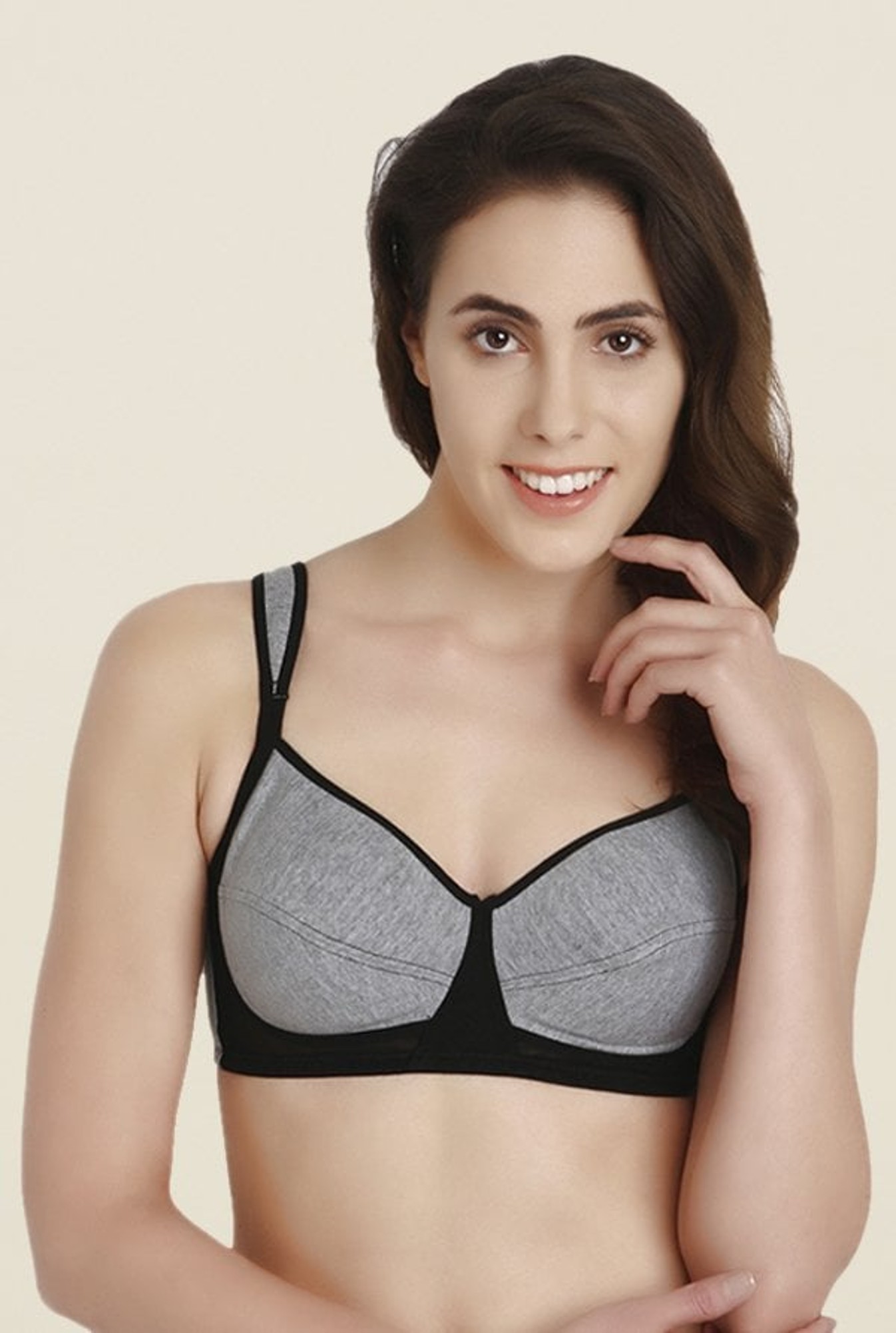 Buy Soie Grey Full Coverage Padded Wired Sports Bra for Women