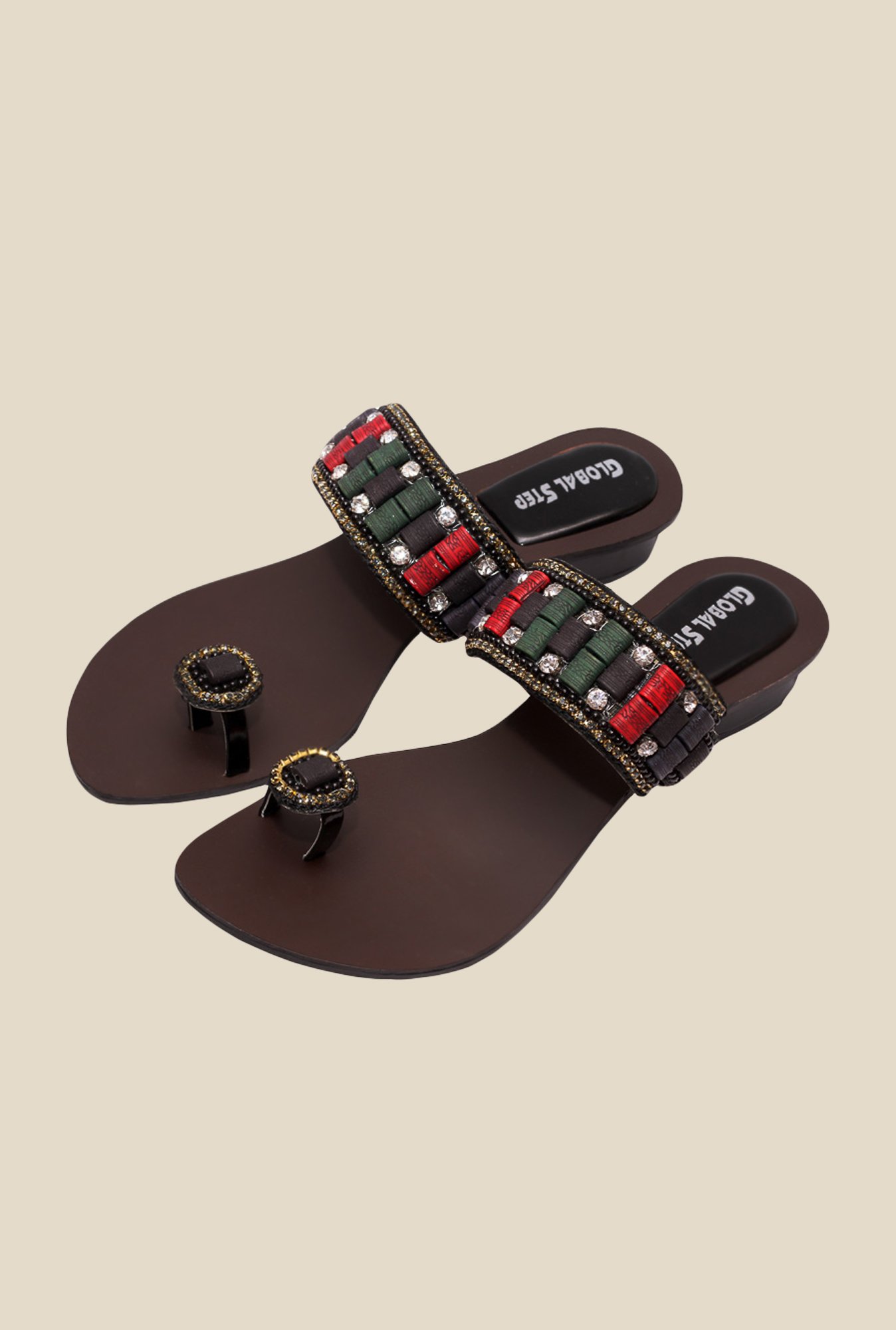 Buy Global Step Black Toe Ring Sandals 