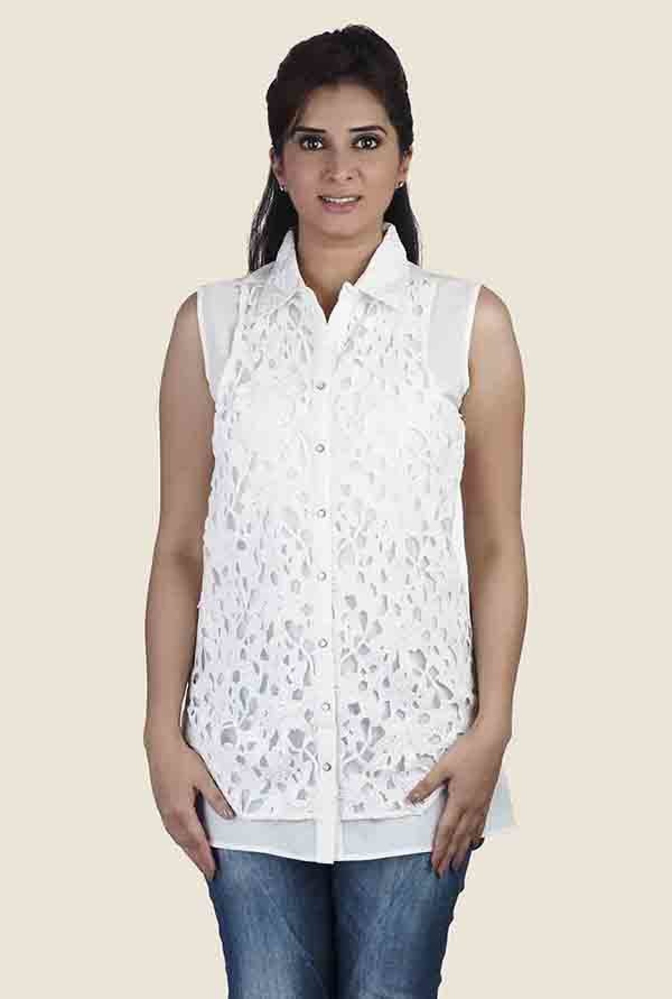 Buy Soie White Lace Tank Top For Women Online At Tata CLiQ