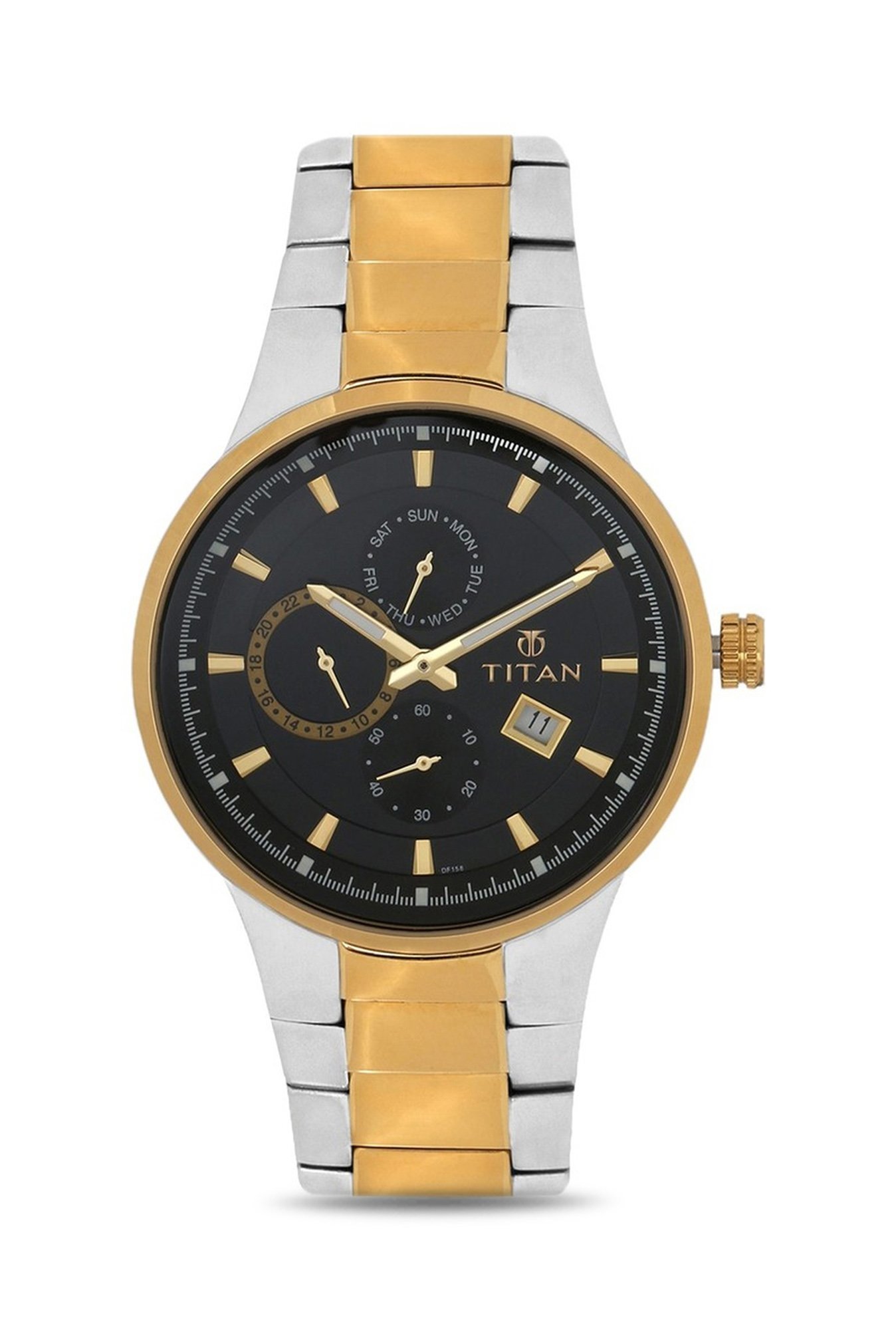 Buy Online Titan Black and Gold Black Dial Analog Stainless Steel Strap  watch for Men - nr1849nm02