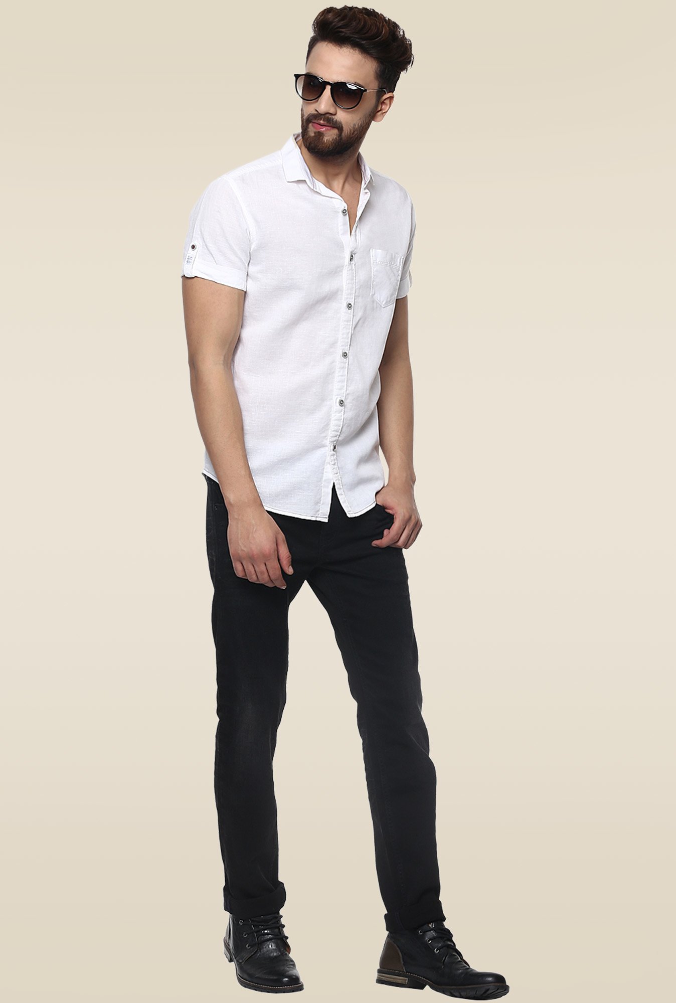 white half sleeve casual shirt