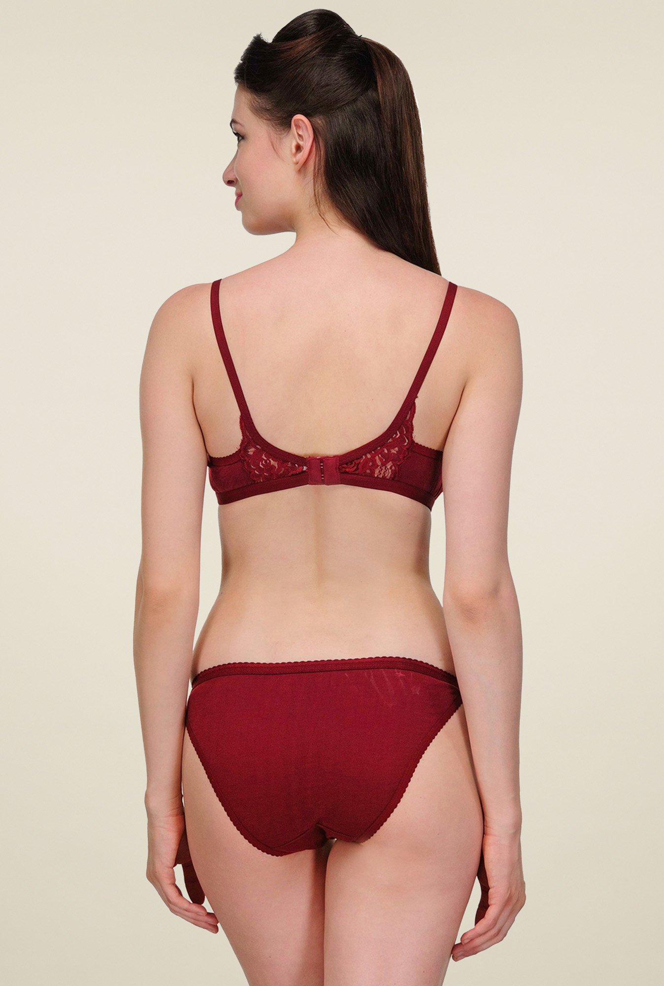 Buy Urbaano Maroon Full Coverage Lingerie Set from top Brands at