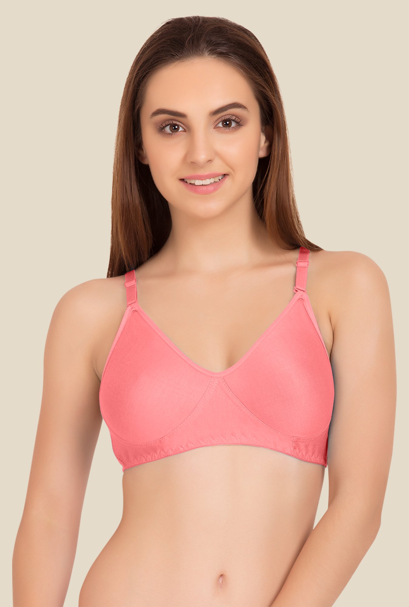 Buy Tweens Olive & Peach Non Padded Bra (Pack Of 2) for Women