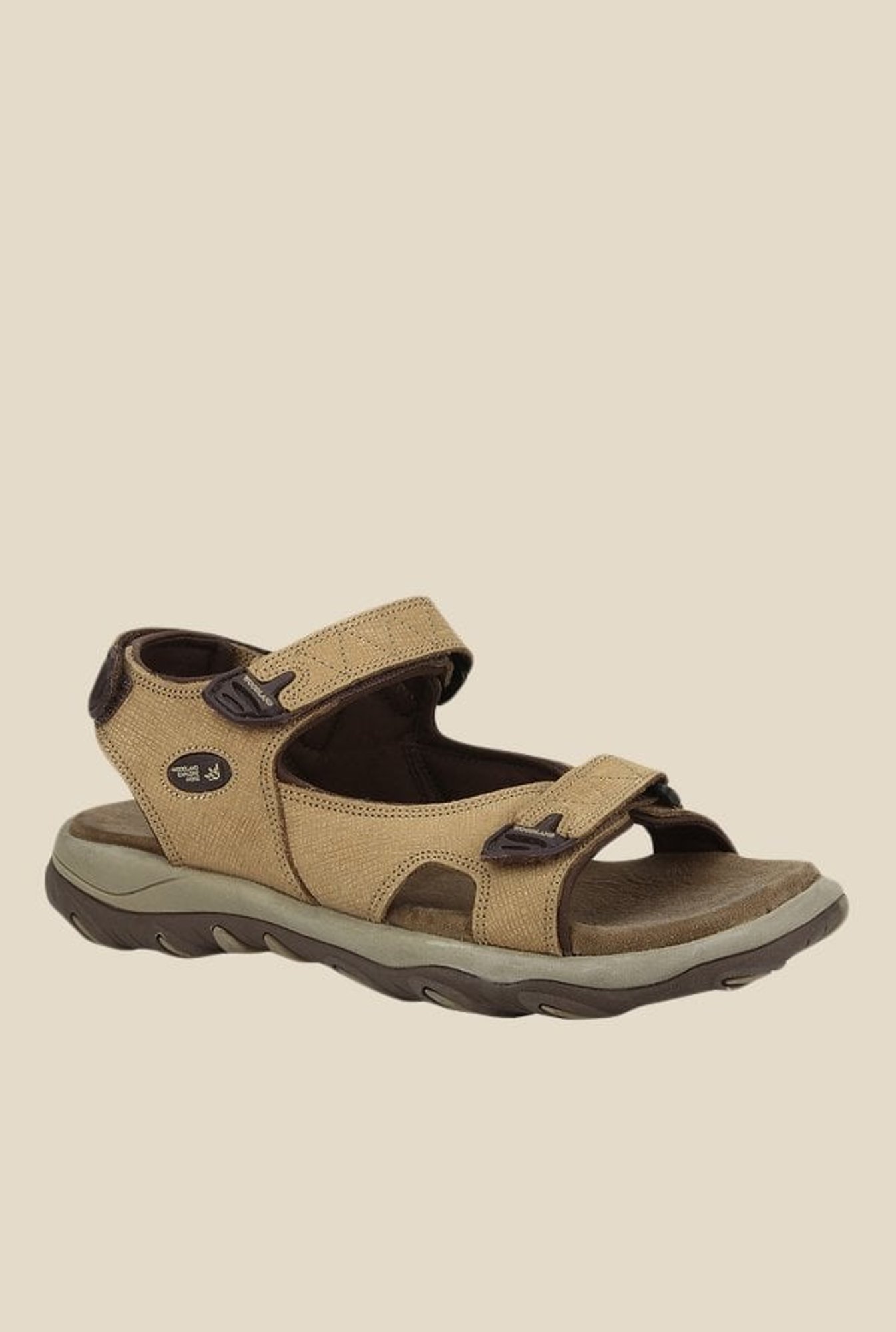 woodland camel floater sandals