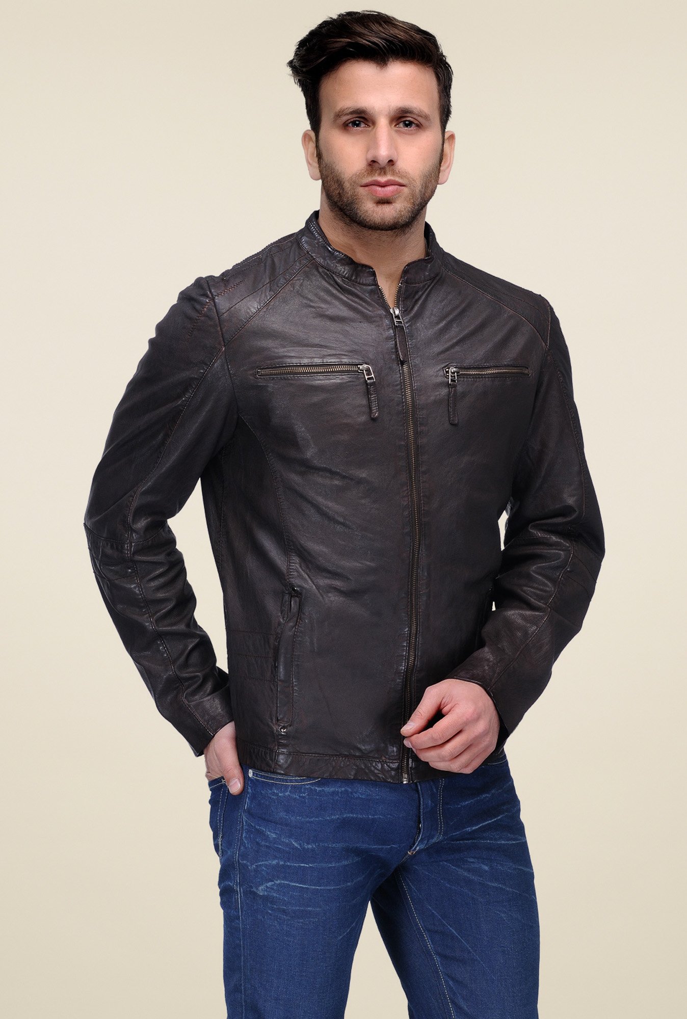 Buy teakwood leathers mandarin collar jackets in India @ Limeroad | page 2