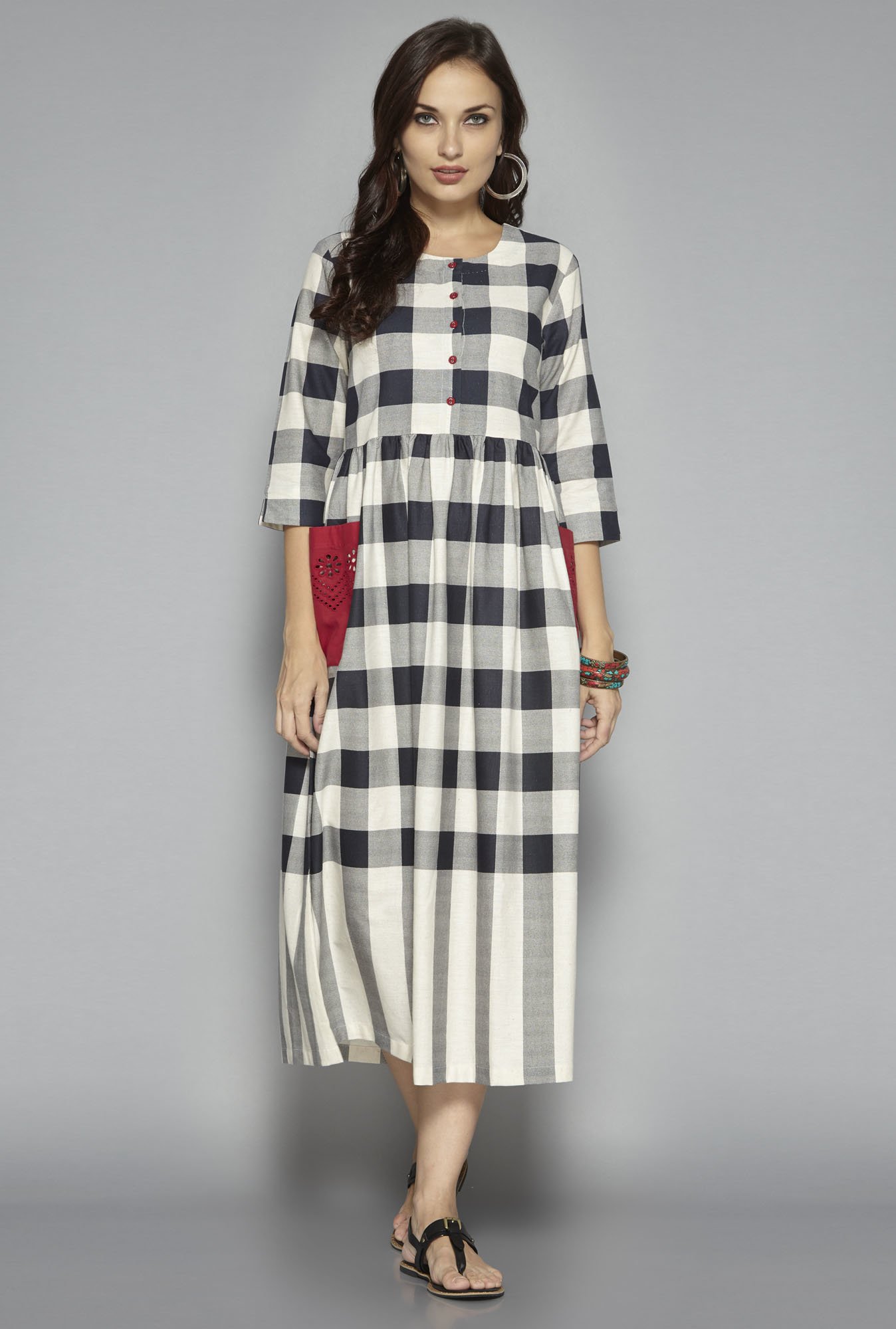 Buy Bombay Paisley by Westside Off White Checks Dress for Women Online ...